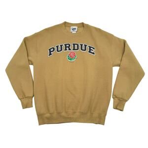 Vintage Lee Sport Purdue Rose Bowl Sweatshirt Made in USA L Yellow Tan NCAA 2001